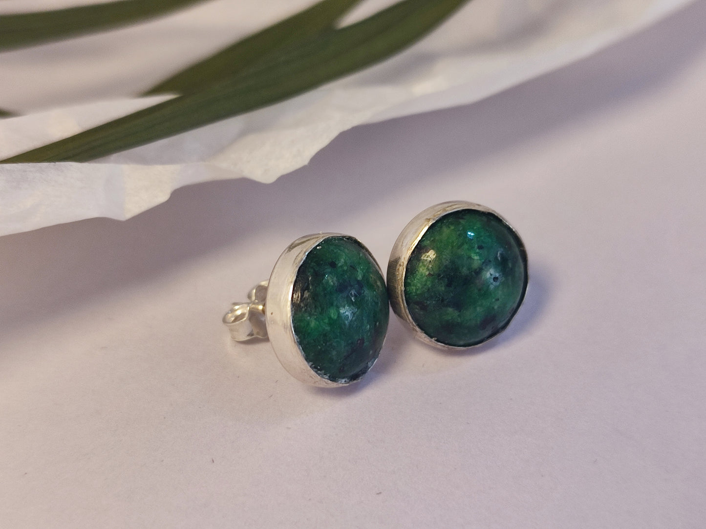 Green-Ruby Zoisite Stud Earrings