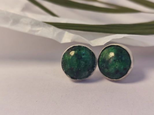 Green-Ruby Zoisite Stud Earrings