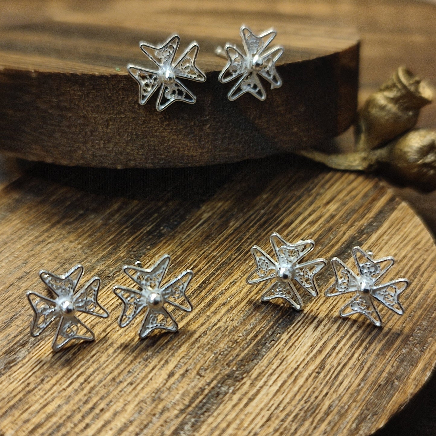 Tiny and Dainty Maltese Cross Studs