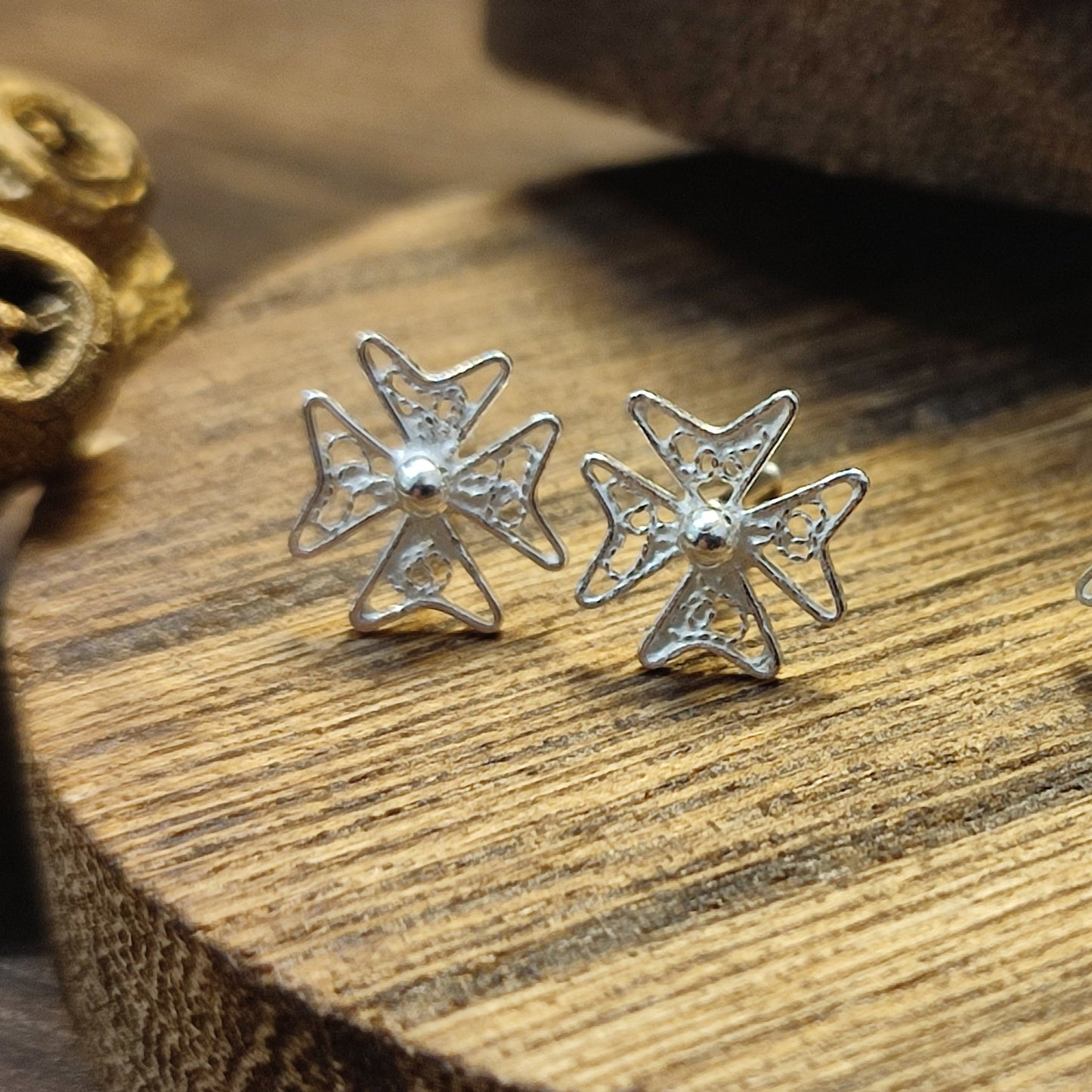 Tiny and Dainty Maltese Cross Studs